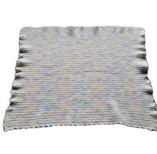 Handmade Pastel Crochet Baby Blanket - Soft Rainbow Waves - 30" x 26"