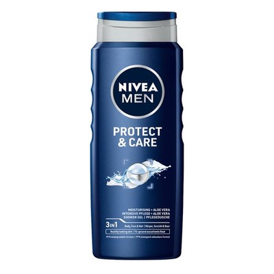 Nivea Men Protect Care 3-In-1 Shower Gel For Body Face Hair Aloe Extract Daily