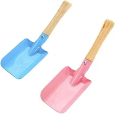 Tomaibaby 2pcs Small Gardening Shovel Metal Candy Color Wooden As shown 
