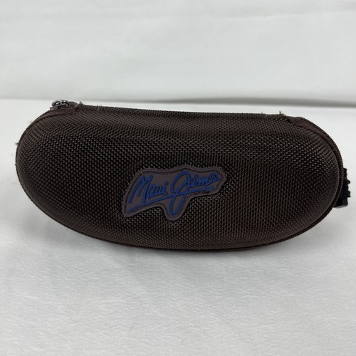 MAUI JIM Large Semi-Hard Shell Brown Zippered Clamshell Sunglass Case w/clip
