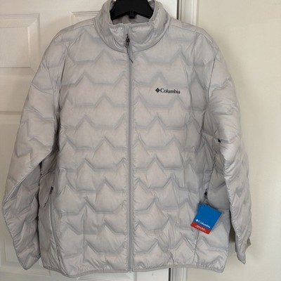 Columbia Delta Ridge Omni-Heat 650 Down Puffer Jacket Mens XL Light Gray Coat
