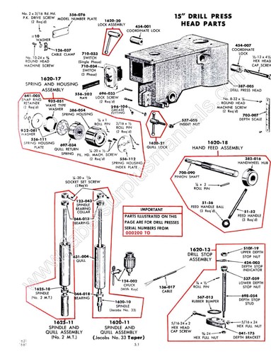 Clausing 15" Drill Press Vari- Speed Operating Instructions & Parts  Manual *830 - Picture 4 of 4