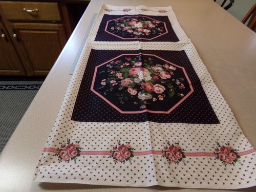 18" X 44" PANEL VINTAGE CUT & SEW FLORAL PILLOW SQUARES NEW COTTON #379 - Picture 5 of 6