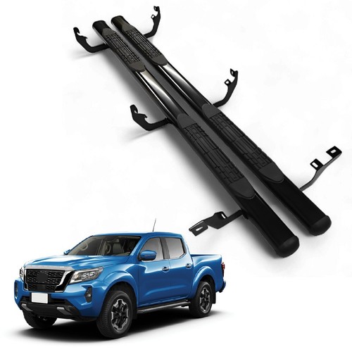 ADATTO PER NISSAN NAVARA 2016-2022 tutto nero gradini laterali / barre / tavole da corsa - Foto 2 di 10