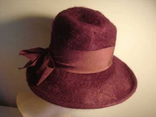 Vintage Very Pretty Plum Colored, Merri-Soie Fuzzy Wool Hat - Picture 2 of 4