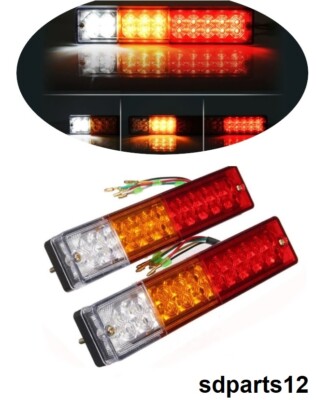 2 Feux De Position Arrière LED 12V - Rouge Et Blanc, Pour Camion, Remorque, Van, Caravane