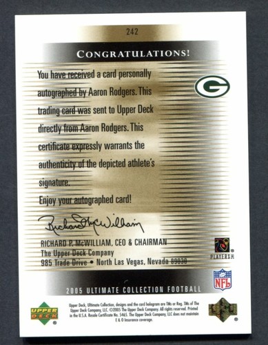 2005 Ultimate Collection Aaron Rodgers AUTO RC 44/99 - Picture 2 of 2