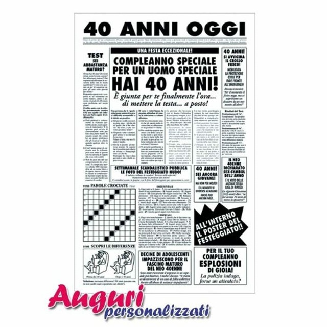 Bombo Biglietto Auguri Giornale Compleanno 40 Anni Amico Ebay