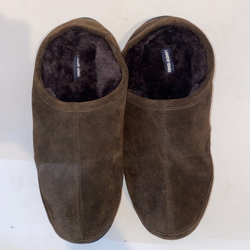 Lands' End Men's Leather Moccasin Slippers Chocolate Size 13 eBay