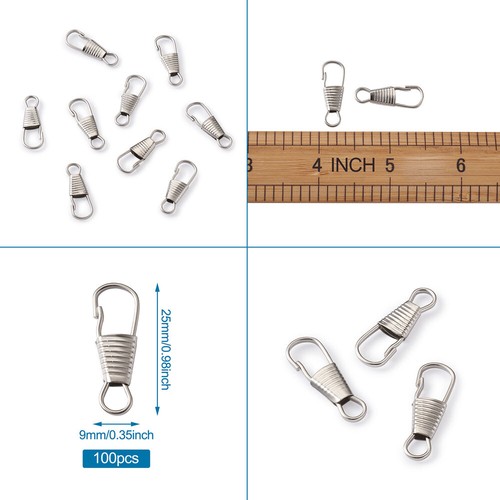 100pcs Lanyard Spring Hooks Antique Bronze Iron Snap Clip Fastener Hook 25x9mm - Picture 33 of 33