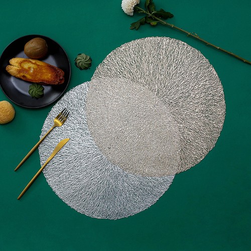 Set of 4 PVC Placemats Round Table Place Mat Dining Kitchen Home Decor Metallic - Picture 22 of 29