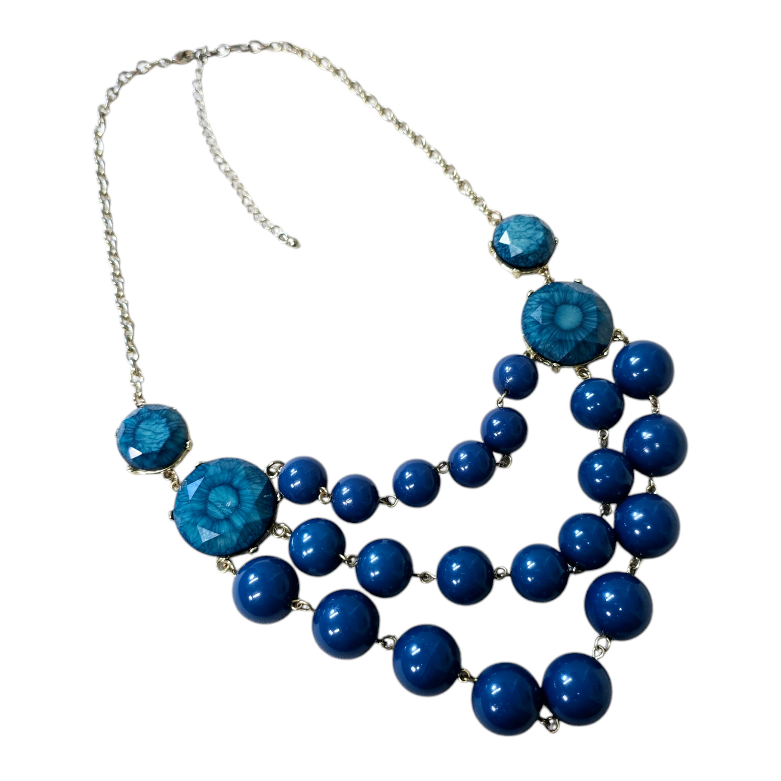 Gorgeous Multi-Stranded Blue Bead Statement Neckl… - image 7
