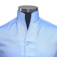 John Clothier Men's High Collar Sky Blue Shirt Collar Cotton Tall Open Neck