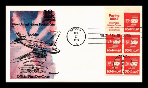 US COVER AIR MAIL 13C BOOKLET FIRST DAY ISSUE SCOTT C79A FLEETWOOD