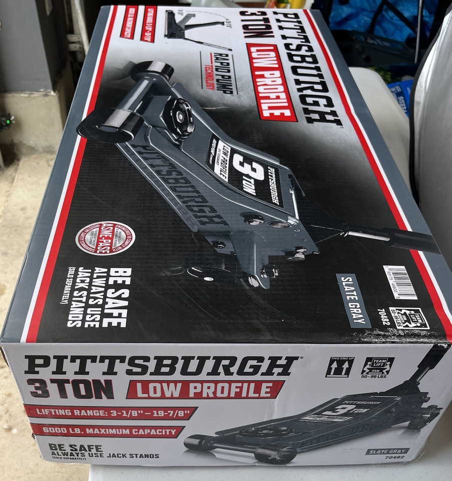 3 Ton Pittsburgh LowProfile Floor Jack with RAPID PUMP, Slate gray