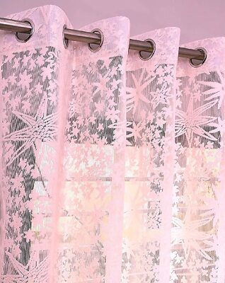 2pc Semi sheer curtain luxury star pattern curtains - wide panel, 7 ft 