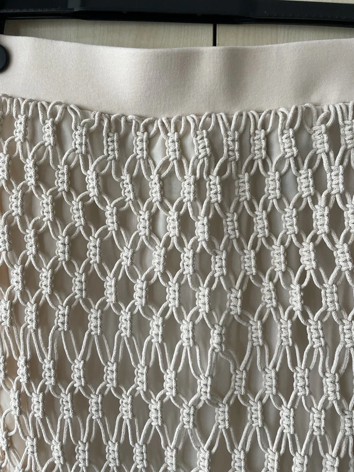 H&M Beige Marcrame Fringe Skirt XS - Image 2 of 4