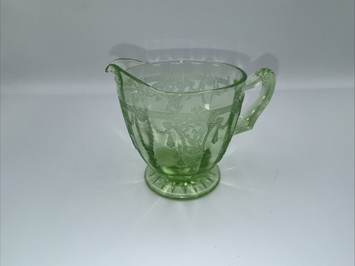 Anchor Hocking CAMEO/BALLERINA Green 3 1/4" tall Cream and Sugar Pristine Clean - Picture 7 of 15