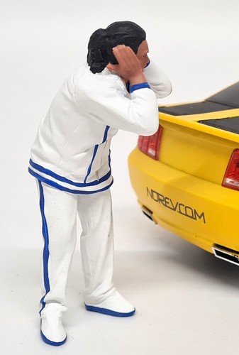 Diorama Americano 1/18 Uomo In Bianco Tuta Poliresina Modellino Auto Scena - Foto 3 di 4