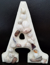 Letter A Art Minds Wood Incrusted with Sea Shells Hanging Wall Decor