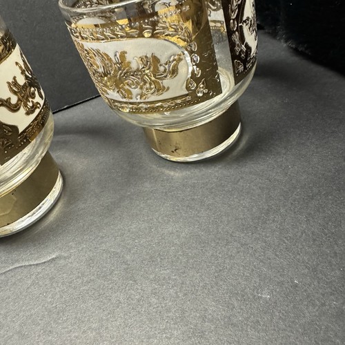 Vintage Hollywood Regency RUSSIAN Martini 4 Handled Glasses Mugs Gold Gilt MCM - Picture 9 of 13