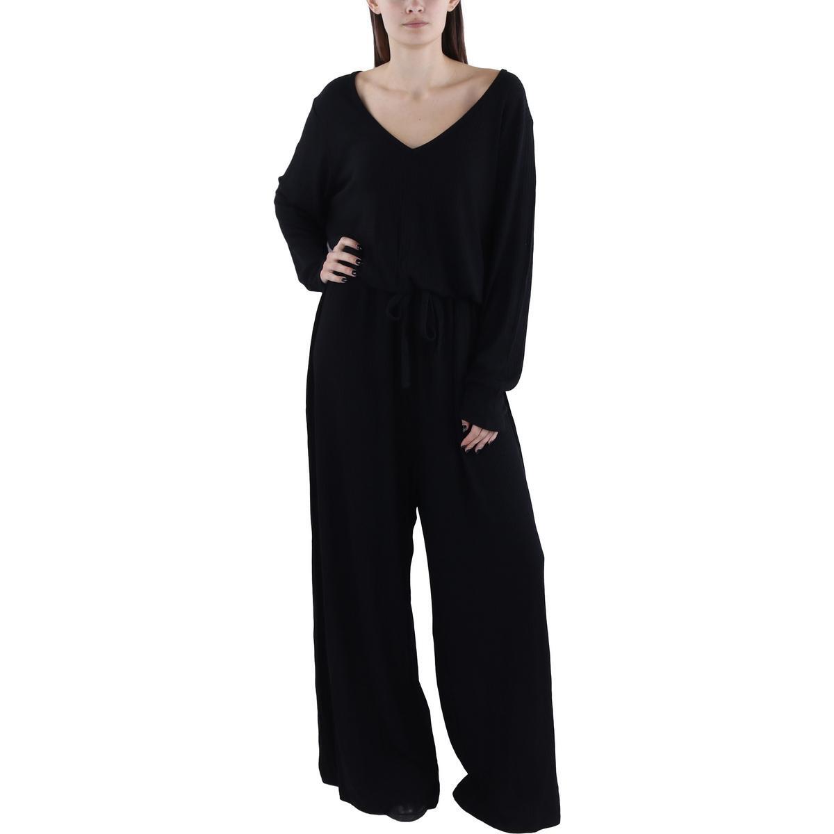 Beyond Yoga Womens Black V-Neck Wide Leg Daytime Jumpsuit Plus 3X BHFO 8208