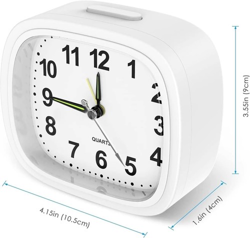 4" Analog Clock Silent Non Ticking Loud Alarm Light Functions Battery Operated - Picture 7 of 9