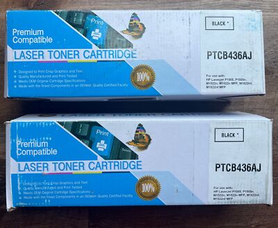 2 - Premium Compatible Laser Toner Cartridges PTCB436AJ Black