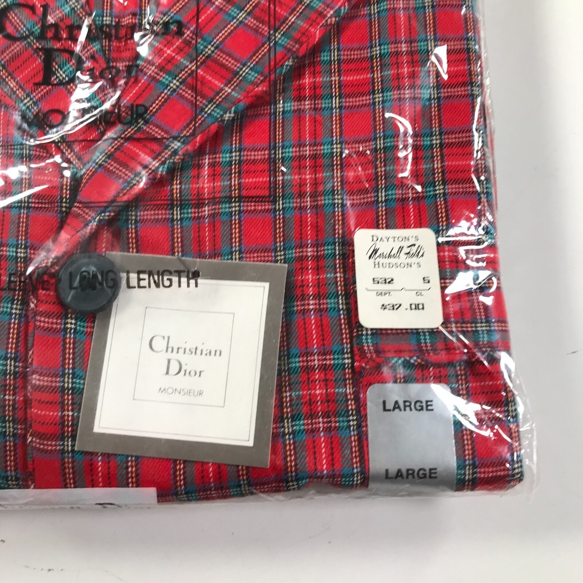 Vintage Christian Dior Monsieur Shirt Mens Large Red Blue