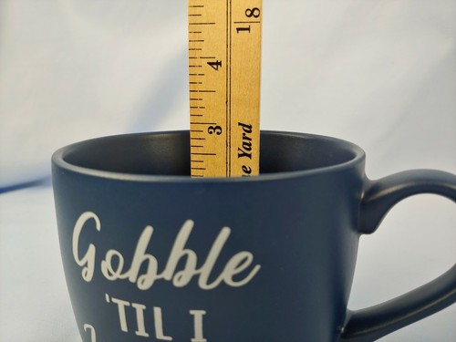Threshold Coffee Mug Blue White Gobble 'Til I Wobble Porcelain Design 14 oz - Picture 6 of 9