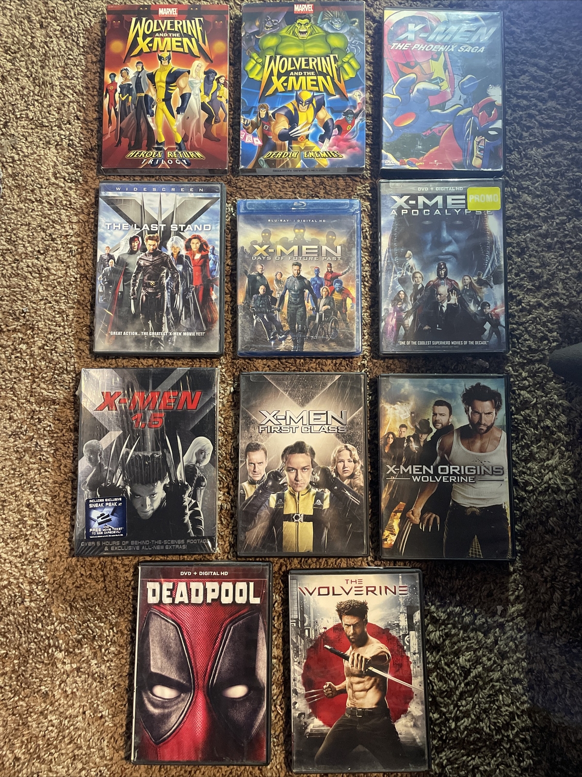 X-men Dvd Lot, Apocalypse Days Of Future Past, The Last Stand, Dead Pool, The Wo