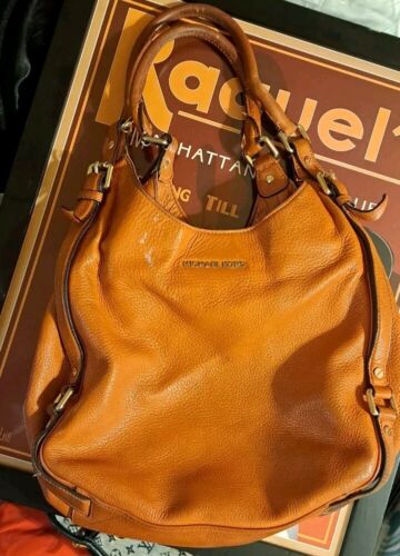 Vintage Michael Kors Bedford Soft Leather Satchel Purse- Orange - Picture 2 of 9
