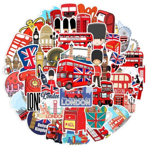 50pcs London Red Architecture Art Stickers Luggage Decoration Stickers - Picture 1 of 11