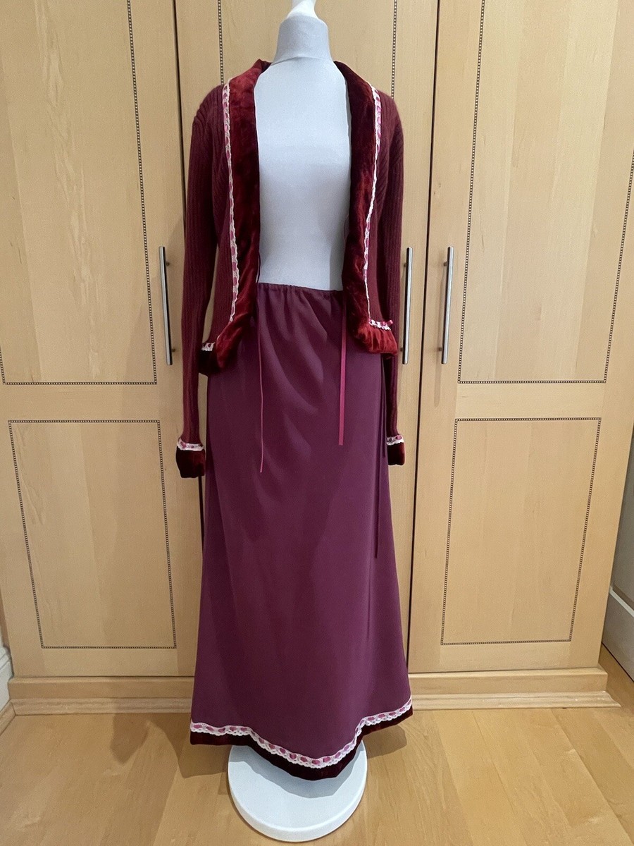 Skirt Duo Burgundy With Ribbon Embellished Velvet Trim - Main Image