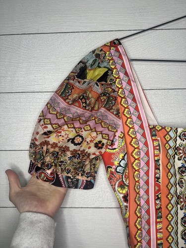 Top corto Alice + Olivia para mujer margarita corbata manga abullonada frontal talla grande nuevo con etiquetas - Imagen 5 de 9