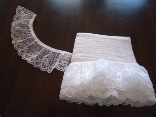 White Gathered Lace Scalloped Bottom Edge 2” Wide X 7.06 Yards - Picture 4 of 4