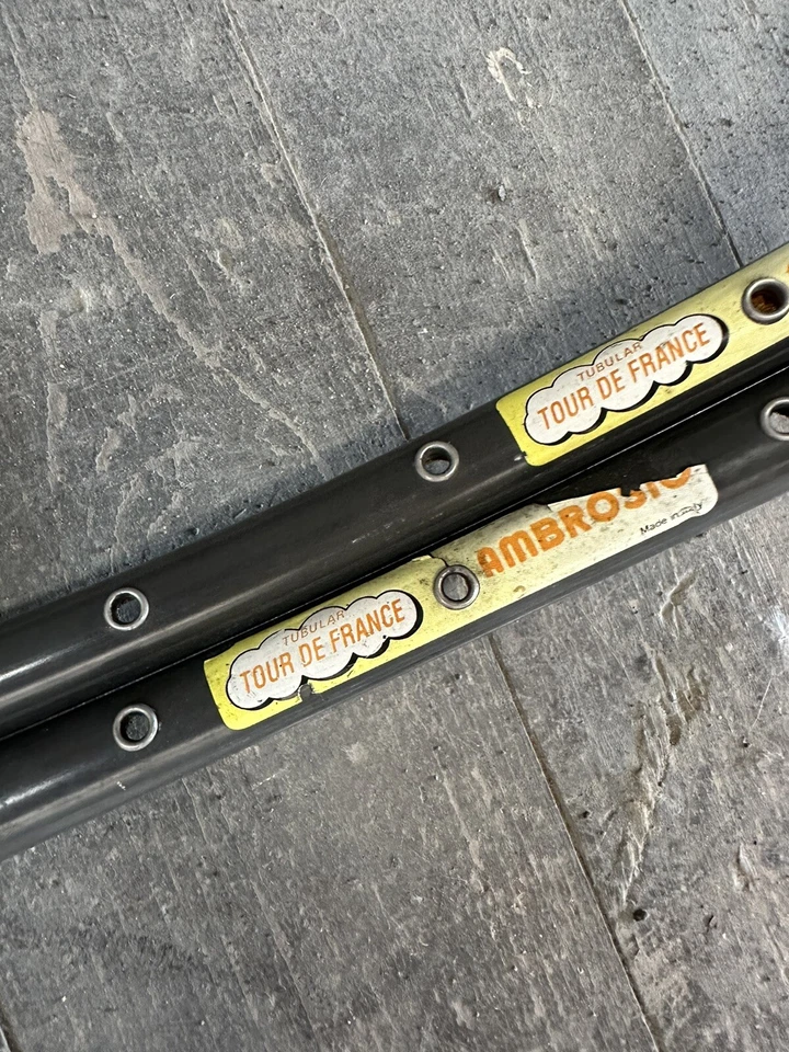 AMBROSIO TOUR DE FRANCE RIMS 32H SPOKE DRILLINGS 28" EROICA Tubular RIM#004 - Image 3 of 4