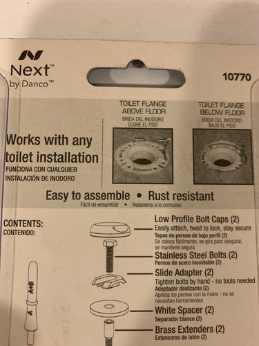 Next By Danco Zero Cut Bolts Pernos de montaje en inodoro Altura ajustable de 1 "-3" - Imagen 7 de 10