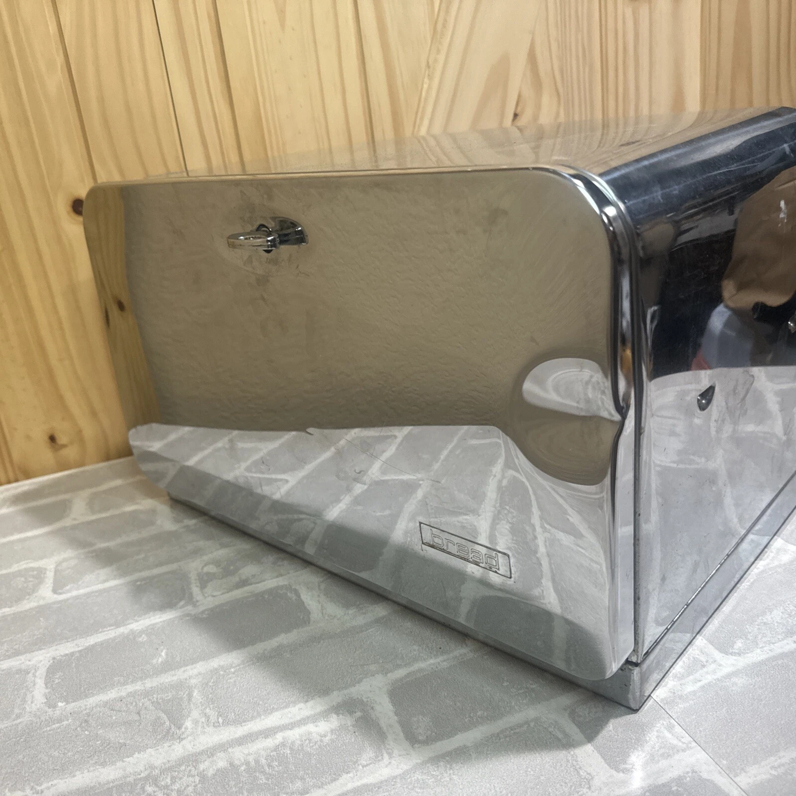 Vintage Beauty Box Lincoln Bread Box Chrome Finish & Cutting Board MCM