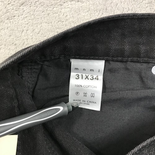 Jeans MNML uomo taglia 31 vita 34 cuciture interne nero dritto tutti i giorni denim sbiadito NUOVO - Foto 9 di 12