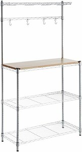AmazonBasics Étagère de cuisine, Bois/Chromé
