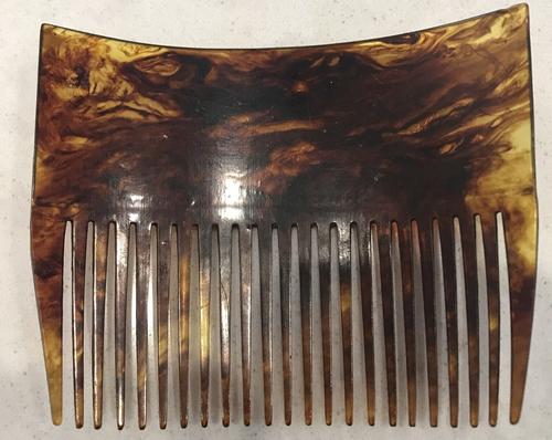 VTG Faux Tortoise Shell Hair Comb 24K Gold/Rhinestone inlaid - Rare READ - Picture 4 of 5