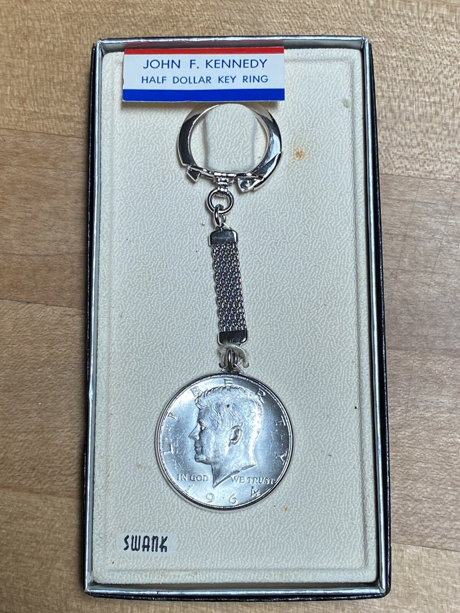 Vintage Swank Key Chain John F Kennedy Half Dollar 1964