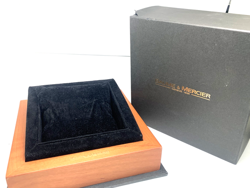 Baume & Mercier Box Watch Presentation Gray Cardboard Brown Wooden Empty