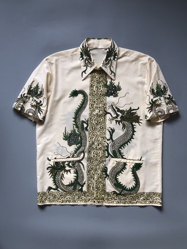 Vintage 70s Batic Shirt Indonesian Dragon