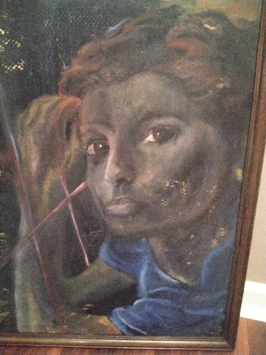 Vintage Oil Painting "The Green Boy" Signed Framed 31.5" X 25.25" GC - Picture 7 of 9