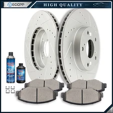 Front Ceramic Brake Pads And Rotors For Honda CR-V EX LX Drilled+Slotted