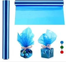 100ft Extra Wide Blue Cellophane Wrap Roll (100ft. Long x 17 in. Wide x 2.3 M...
