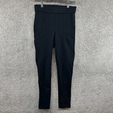 Anne Klein Women's Ponte Knit Pull On Pants Black Elastic Waist Skinny Leg S