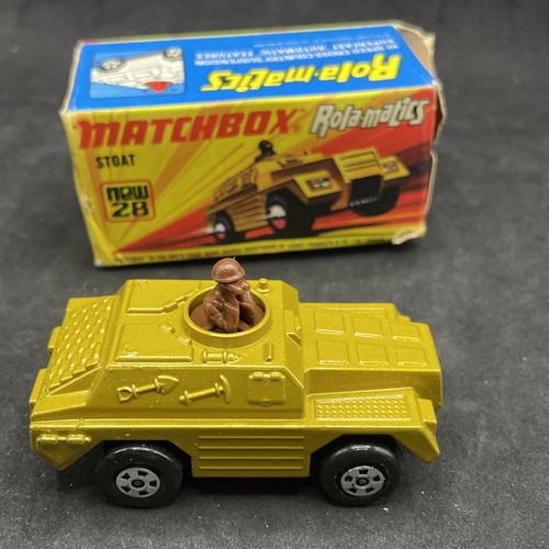New Mint! Vintage Diecast Matchbox Superfast #28 Rolamatics STOAT Gold With BOX